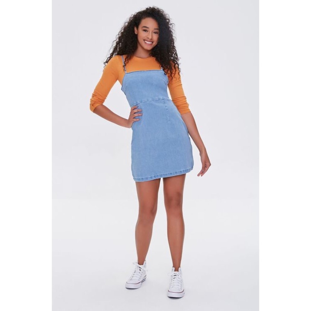 🆕 Forever21 Light Denim Pinafore Dress